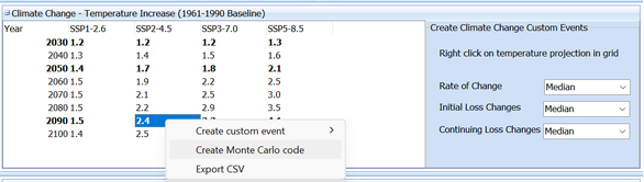 Generating MC Climate Change Custom Code